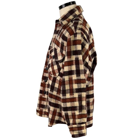 Vintage 60s McGregor Heavy Wool Plaid Shirt Jacket Made In USA Size L - Picture 2 of 10